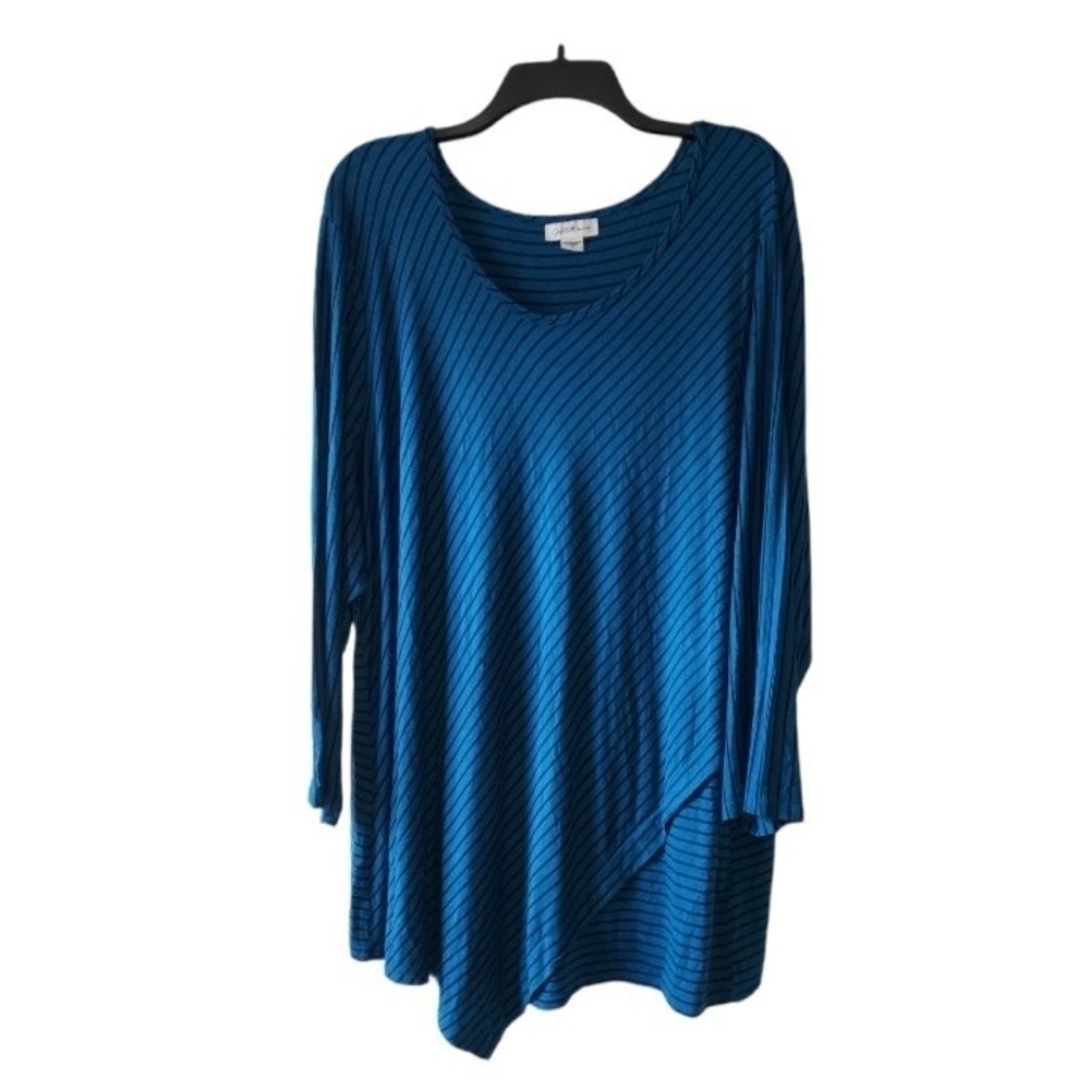 Jaclyn Smith collection striped long sleeve shirt